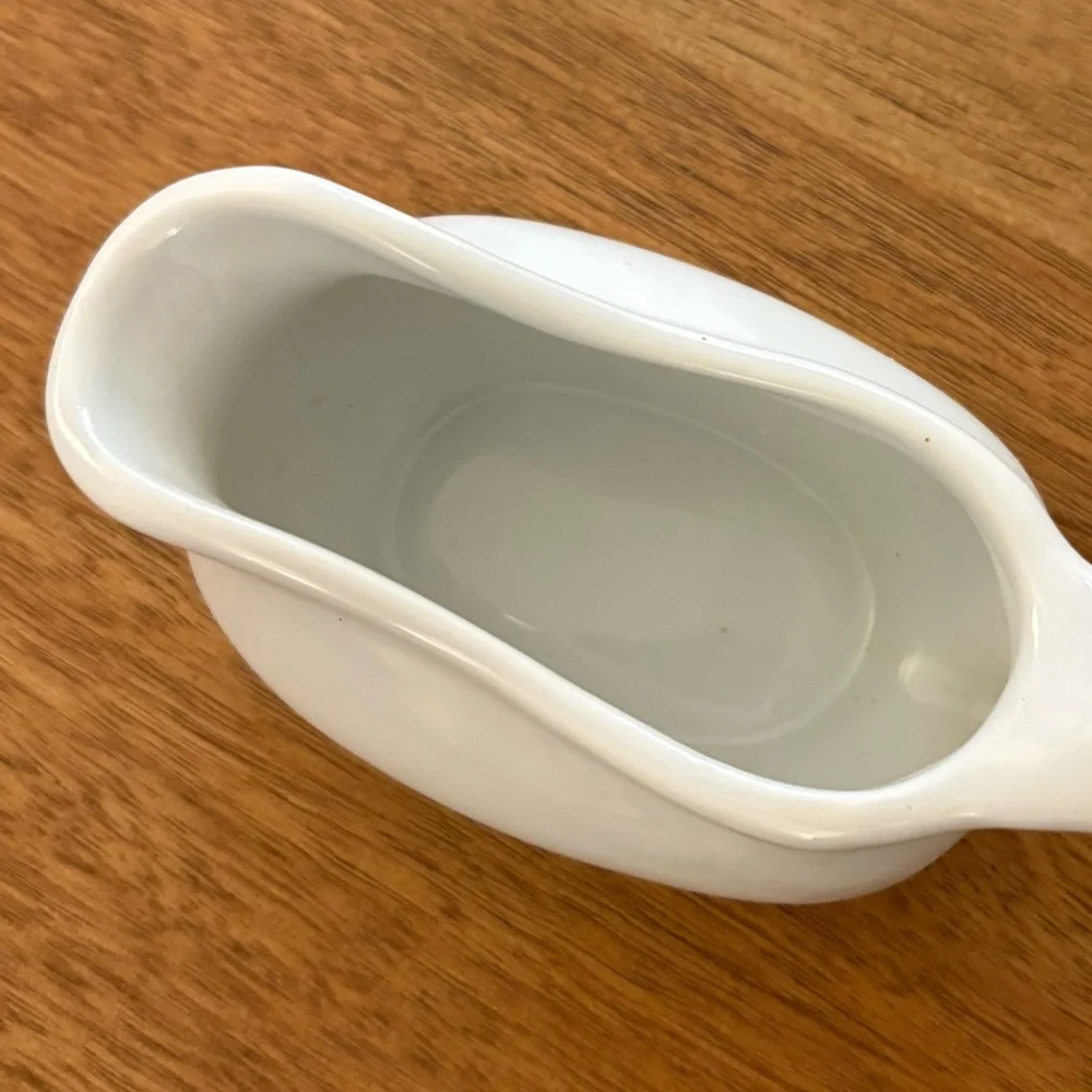 Pier 1 White Ceramic Creamer Pitcher / Mini Gravy Boat